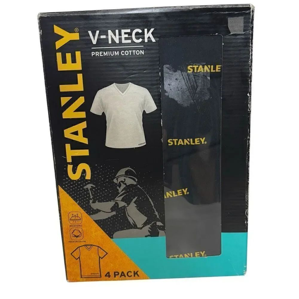 Stanley v-neck premium cotton short sleeve tees t-shirts men’s medium breathable